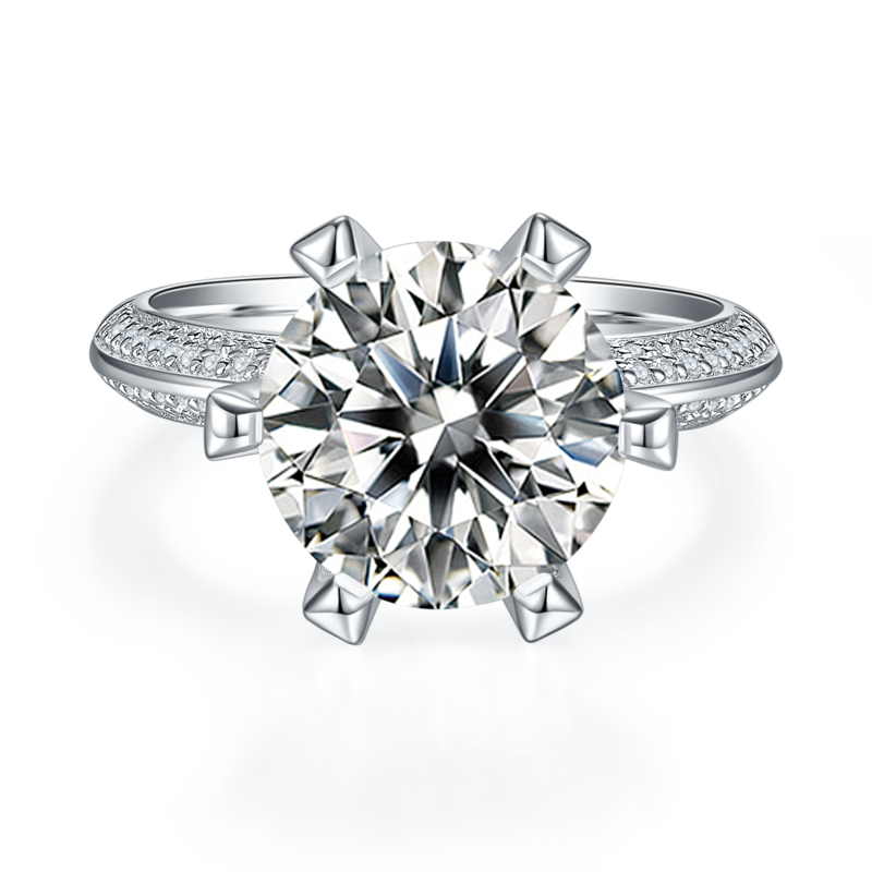 半壁江山S925银镀白金MoissaniteWomen's Ring5.0ctD级